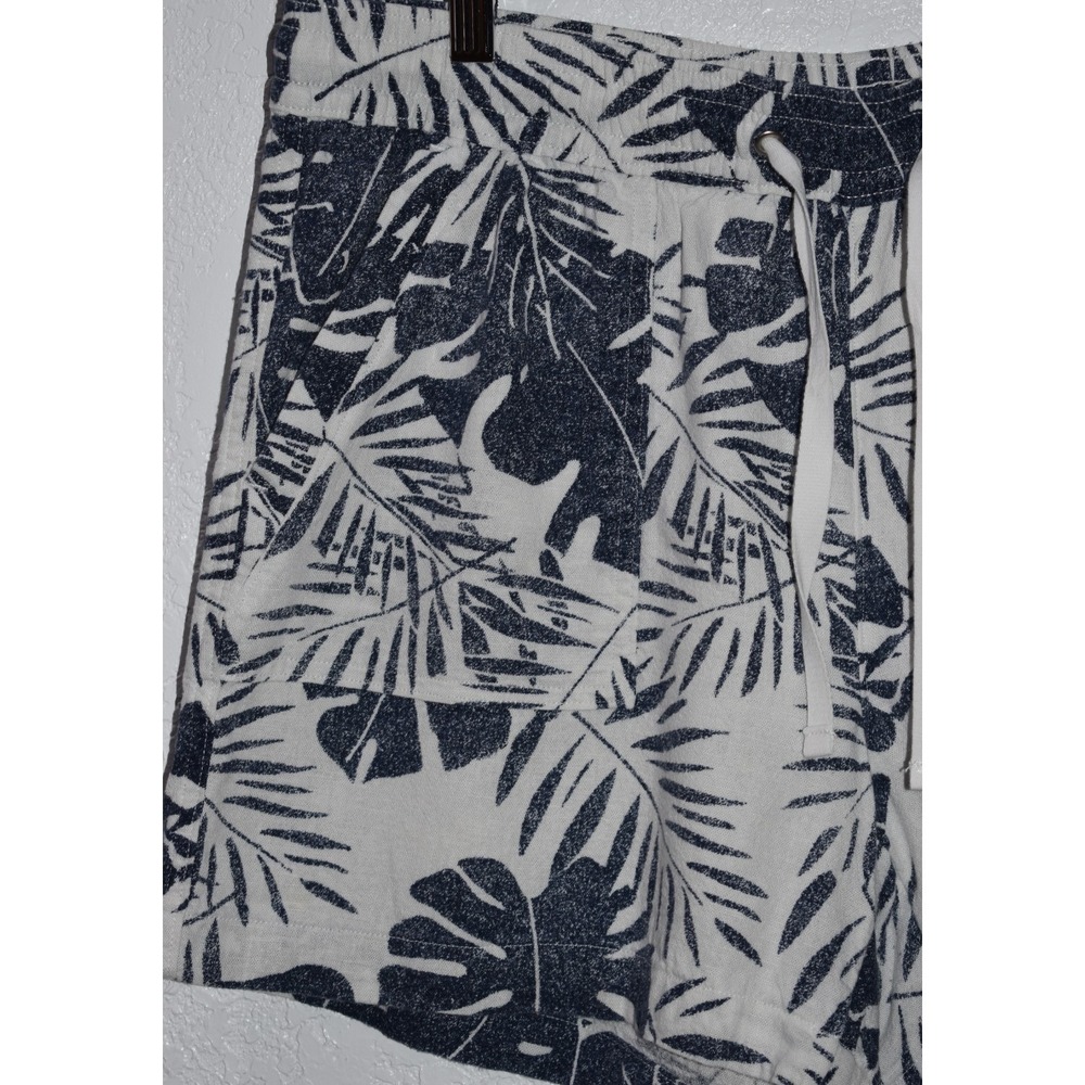 Nautica Womens LARGE Linen Blend Shorts Pull-On Tropical Hawiian Pockets Blue - Picture 9 of 16
